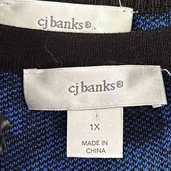 CJ Banks 2 Piece Black and Blue Full Zip Cardigan And Matching Tank - Picture 4 of 7